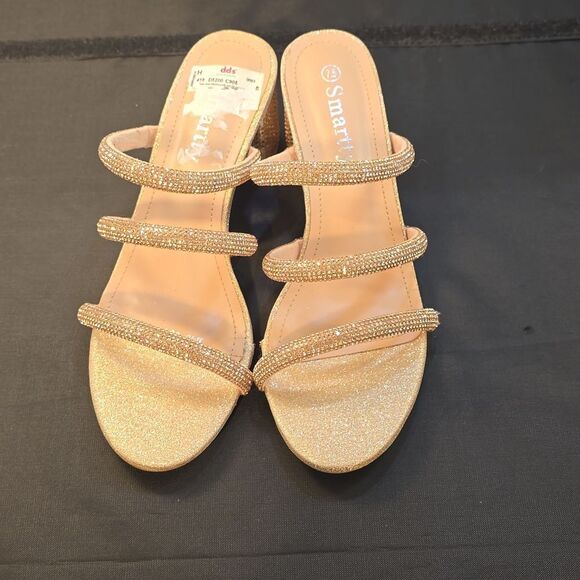 BRAND NEW SMARTY MULTI JEWEL STRAP WOMEN"S BLOCK HEEL SANDAL - Picture 3 of 15